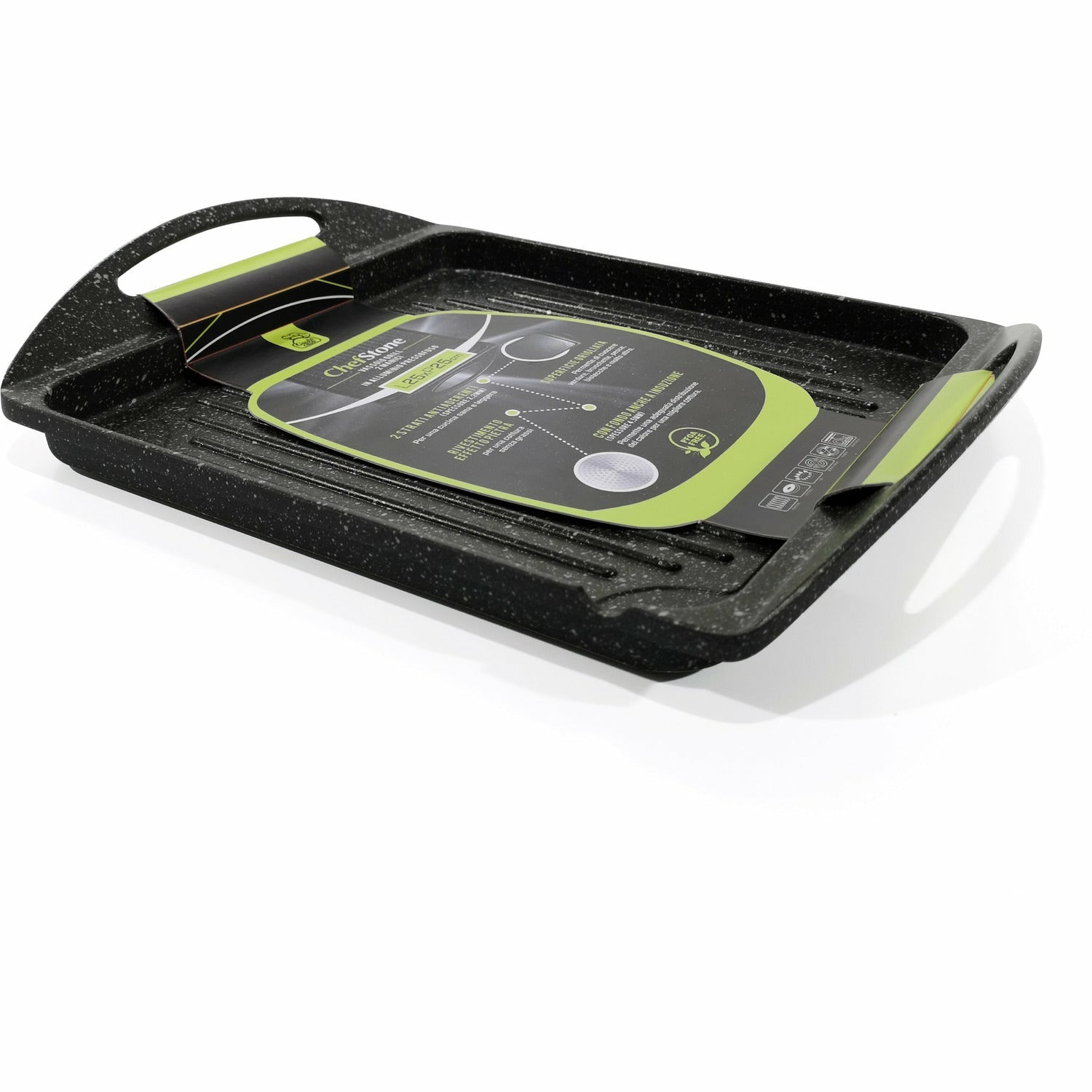 GUSTO CASA - Piastra Grill con 2 manici e fondo a induzione Linea ChefStone 25x25 cm